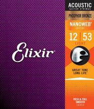 Load image into Gallery viewer, Elixir 16052 Nanoweb 12-53 Phosphor Bronze Acoustic Guitar Strings