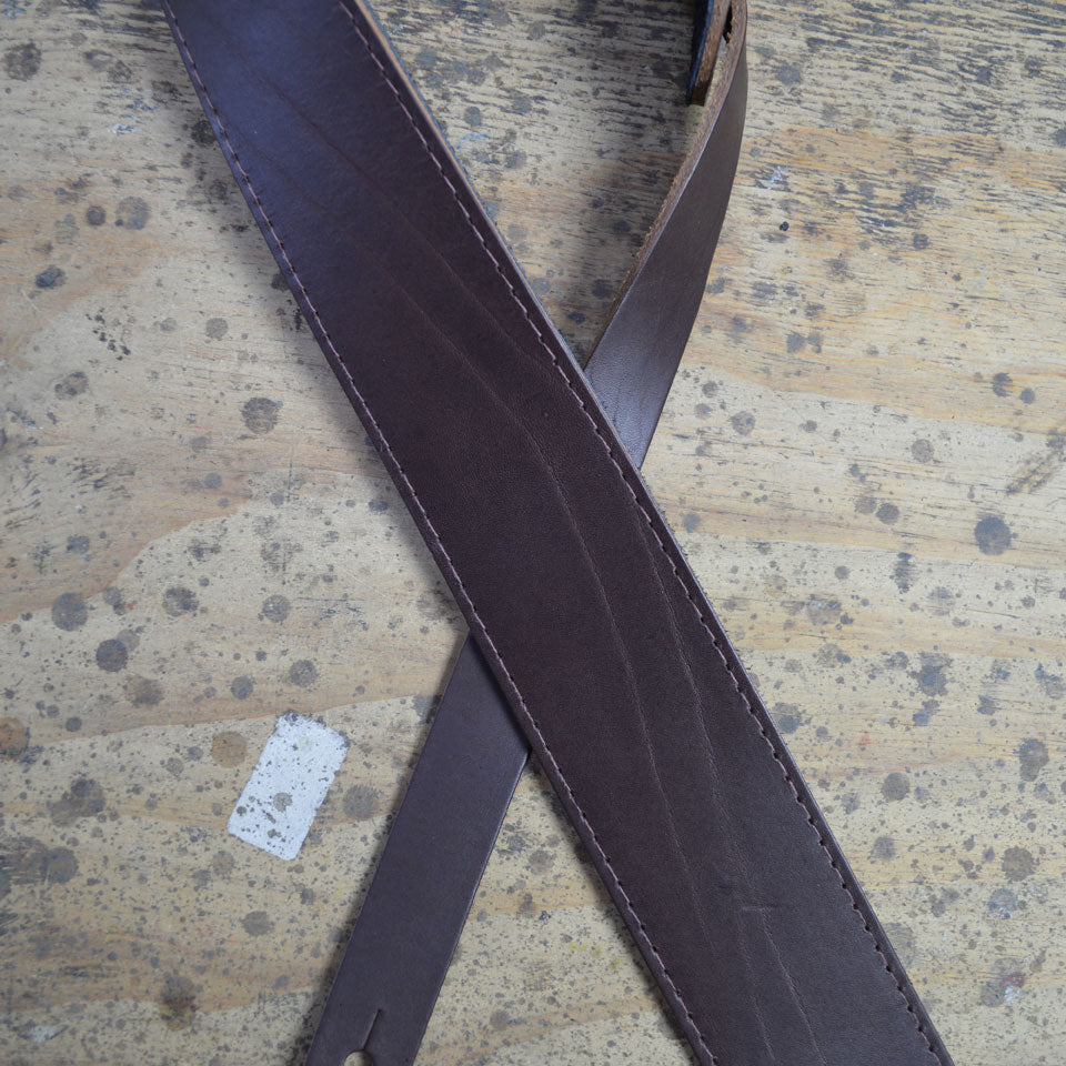 2.5 Inch Sueded Brown Solid Hide Leather Guitar Strap