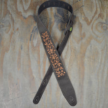 Load image into Gallery viewer, Leaves Embroidered Brown Suede Guitar Strap
