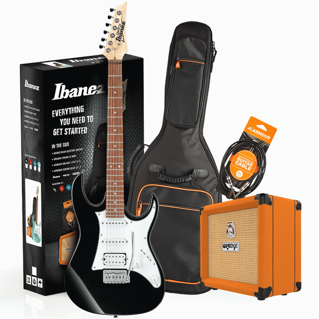 Ibanez RX40BKN Guitar Pack With Orange CRUSH Amp & Accessories