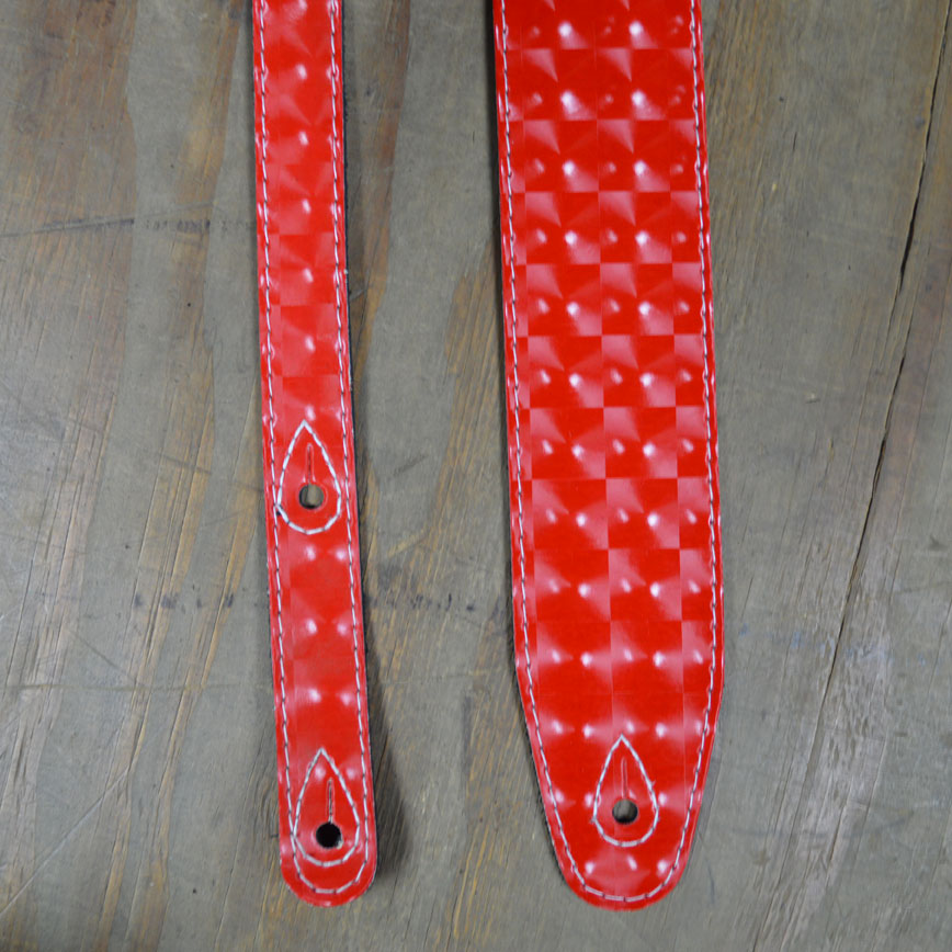 2.5 Inch Suede Backed Red Hologram Guitar Strap