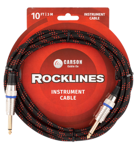 Carson Rocklines Instrument Cable/Lead 10ft/3m Braided Black and Red