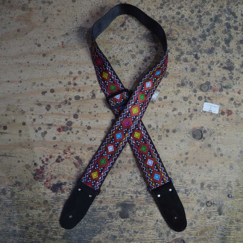 Multi Coloured Squares Jacquard 50mm Webbing Guitar Strap