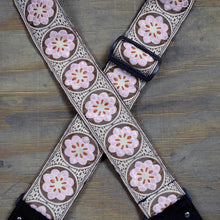 Load image into Gallery viewer, Pink Flowers Jacquard 50mm Webbing Guitar Strap

