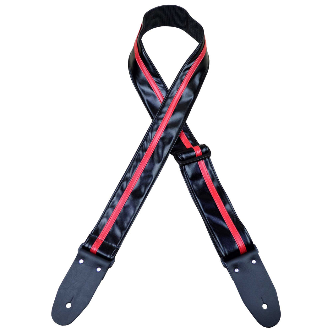 Stripe Rag Guitar Strap - Black with Red Stripe