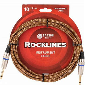 Carson Rocklines Instrument Cable 10ft/3m Braided Vintage Tweed Straight